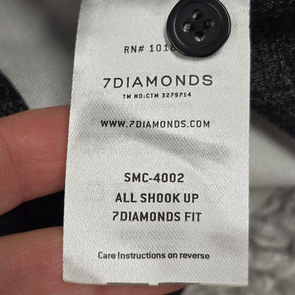 7Diamonds Shirt Men Small Black White‎  All Shook Up Vertical Stripe Rockabilly - Picture 5 of 9